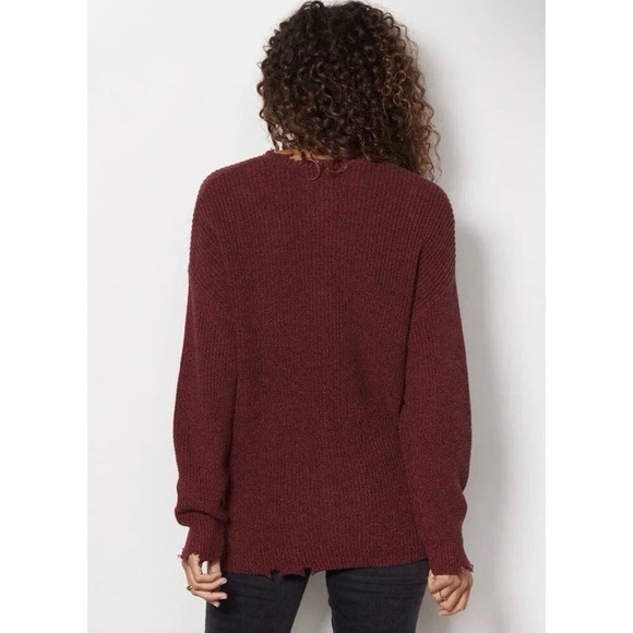 PISTOLA Eva Distressed Cotton Crew Neck Sweater Cherry black Marl XL NWT - Picture 2 of 11